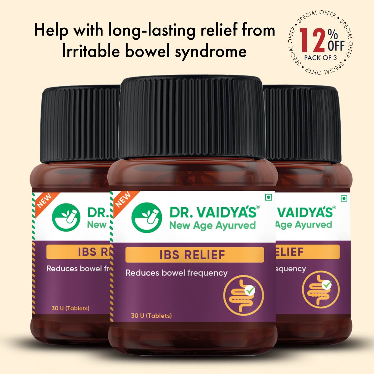 Ayurvedic Medicine for IBS Relief: Helps Relieve Cramps, Bloating & Normalize Bowel Movements