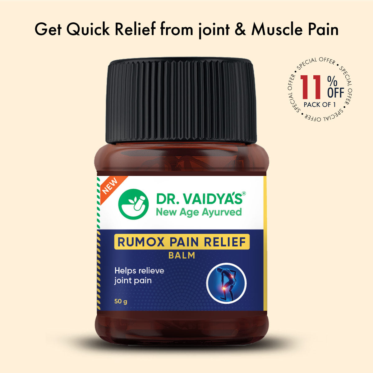 Dr. Vaidya’s Rumox Pain Relief Balm: For Joint Pain, Stiffness, & Muscle Soreness