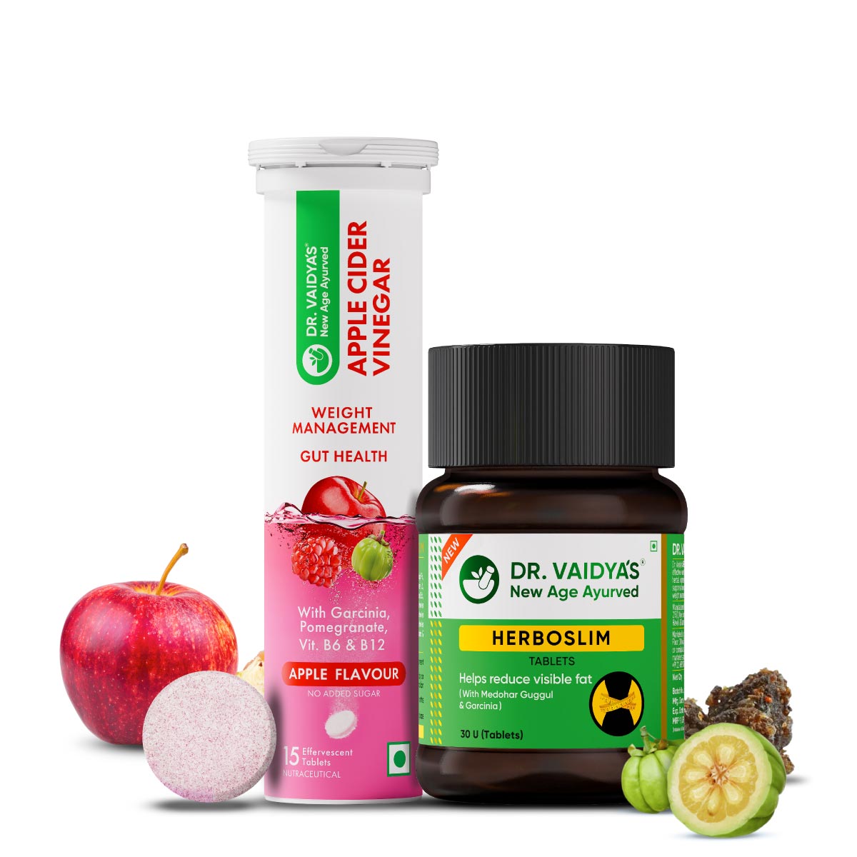 Apple Cider Vinegar (ACV) Fizz & Herboslim Tablets Combo Pack – Metabolism & Weight Loss