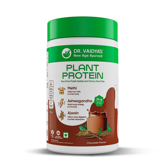 First-Ever Plant Protein Powder Enriched With Methi, Ashwagandha & Ajwain by Dr. Vaidya's