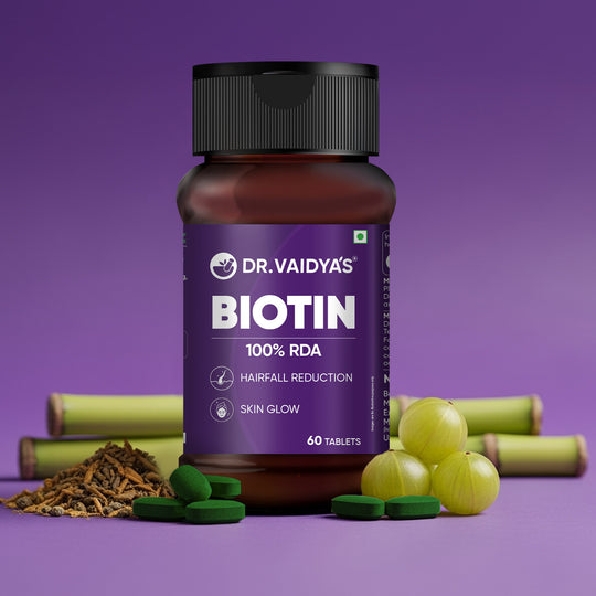 Dr. Vaidya's Biotin – Hair Fall Reduction, Skin Glow & Stronger Nails