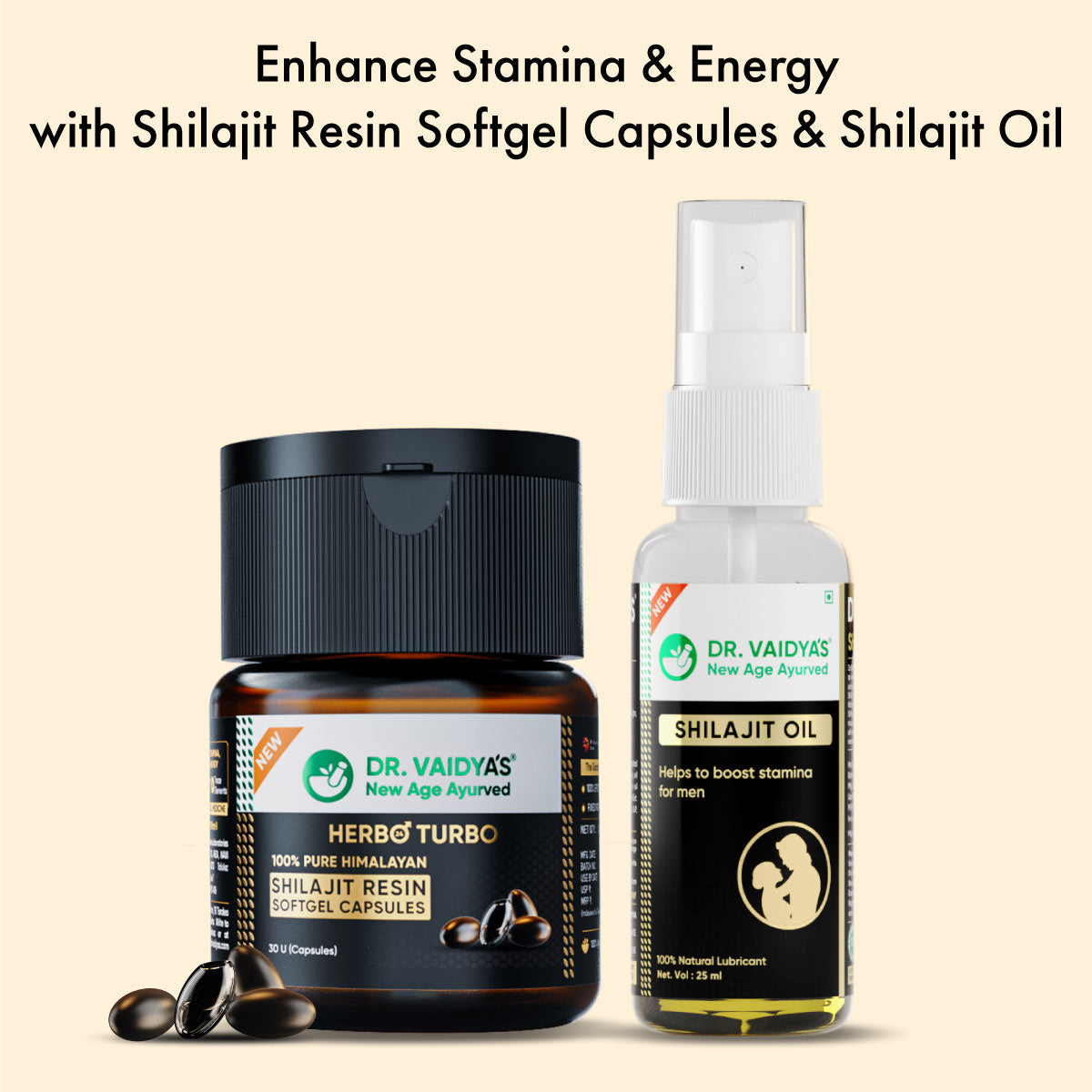 H24T Shilajit Resin SoftGel Capsules + Shilajit Oil FREE