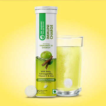 Immuni Charge Fizz (15 Tablets per Pack) – With Amla, Vitamin C, Ashwagandha & Zinc for Daily Immunity Support | Lemon Flavour