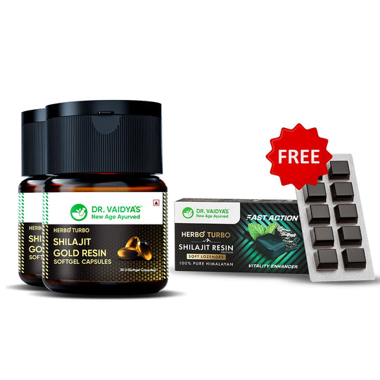 Herbo24Turbo Shilajit Gold Resin Softgel Capsules – Boost Energy, Stamina, and Endurance - Dr Vaidya's