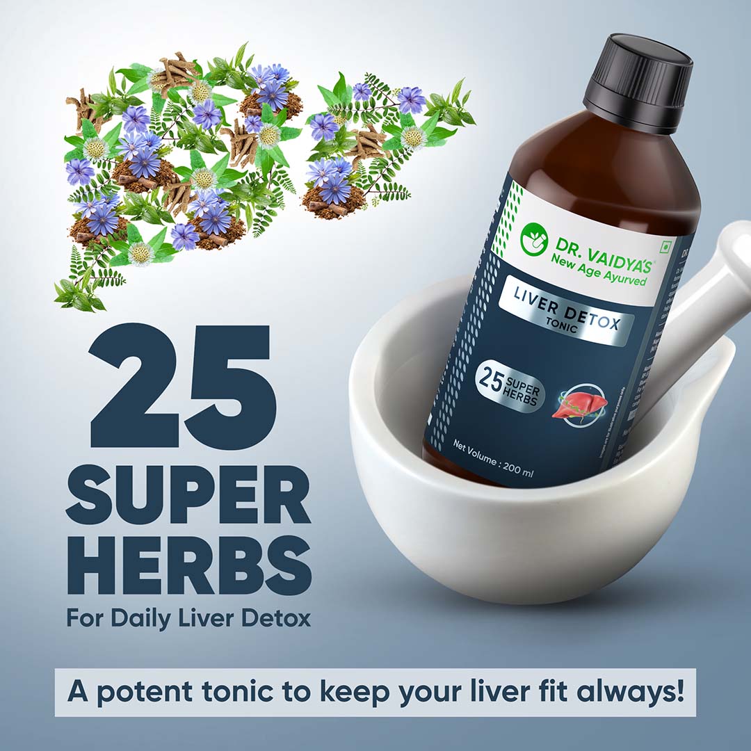 Liver Detox Tonic | 25 Super Herbs for Daily Liver Detox | 200ml |100% Ayurvedic Formula