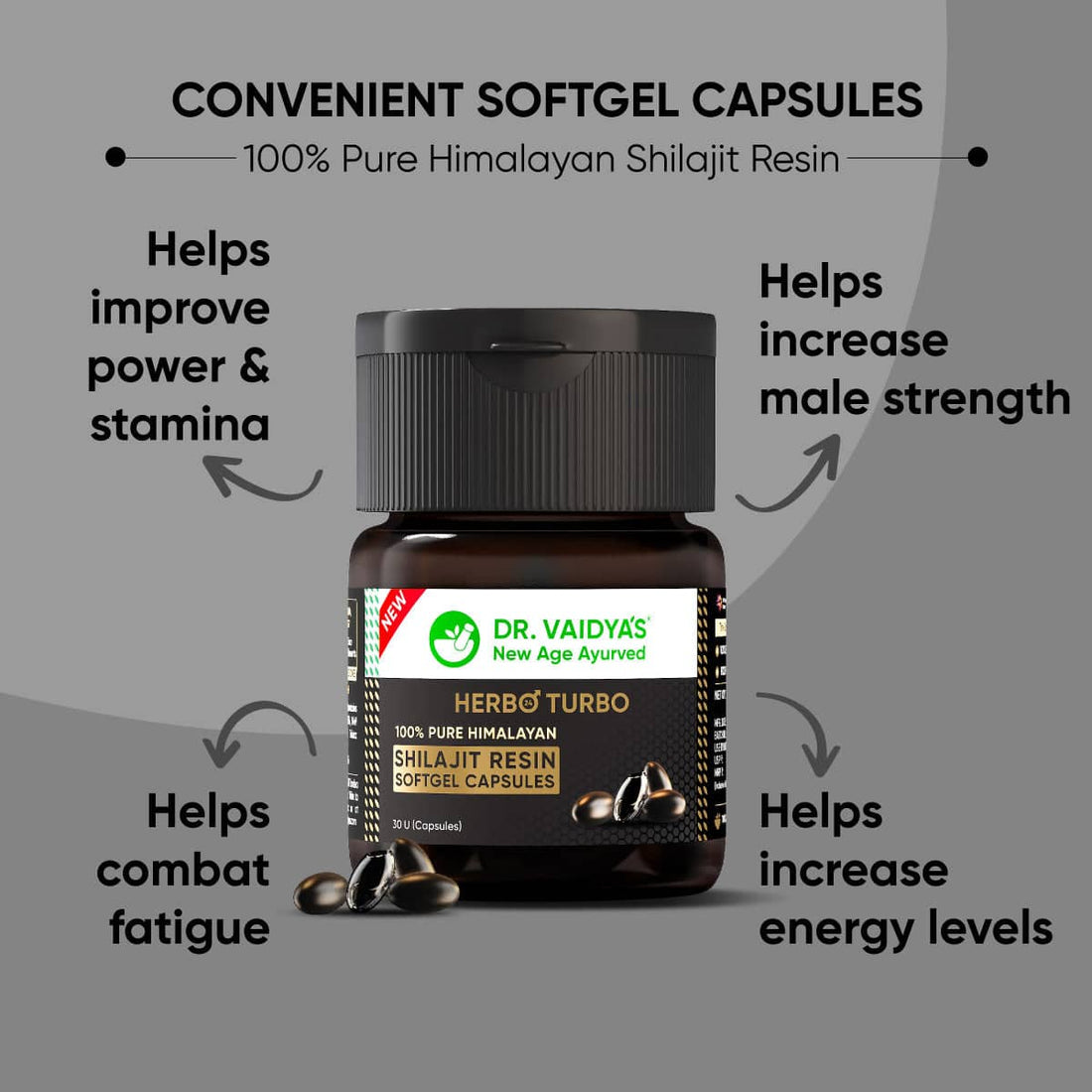 100% Pure Himalayan Shilajit Resin Softgels (30 Capsules per Pack) – With Authentic Himalayan Shilajit for Wellness Support