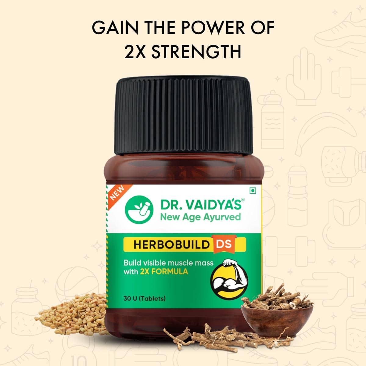 Herbobuild DS (Double Strength) - Build Visible Muscle Mass with 2X Formula
