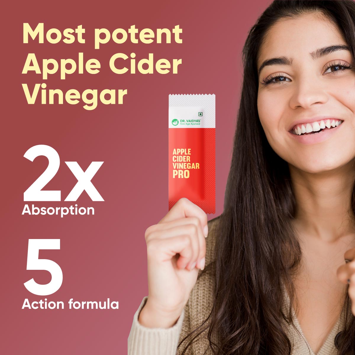 Apple Cider Vinegar Pro Powder with 5 Herbs for Weight Management