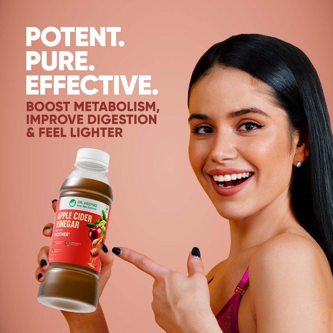 Apple Cider Vinegar Juice with the Mother with Garcinia, Raw Turmeric & Honey for Gut & Metabolic Support