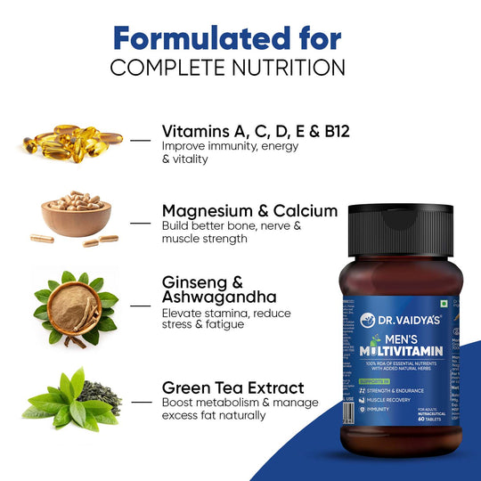 Dr. Vaidya’s Men’s Multivitamin Tablet | Natural Multivitamin for Men Enriched with Ayurvedic Herbs