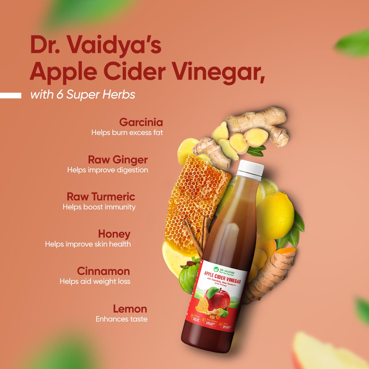 First-Ever Ayurvedic Apple Cider Vinegar With Garcinia, Raw Turmeric & Honey by Dr. Vaidya’s