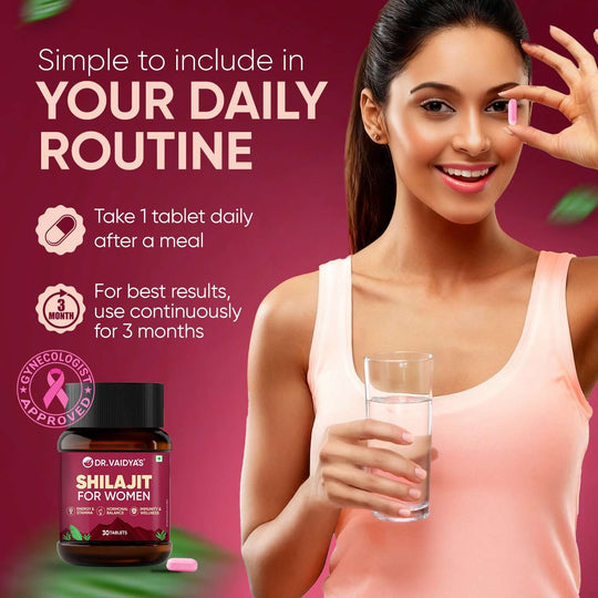 Dr. Vaidya’s Shilajit for Women | 100% Pure Himalayan Shilajit Tablets with Shatavari & Ashoka for Hormonal Balance, More Energy & Better Immunity