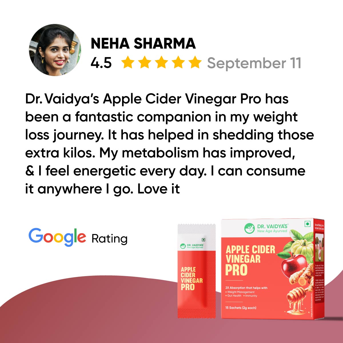 Apple Cider Vinegar Pro Powder with 5 Herbs for Weight Management