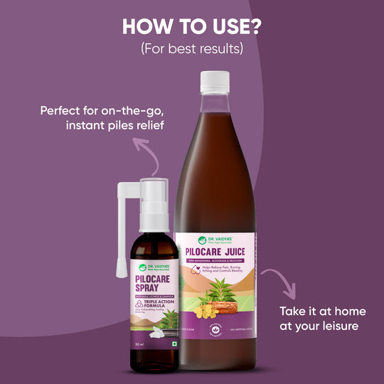 Pilocare Juice & Spray Combo for Mild Symptoms: Pain, Itching, and Swelling