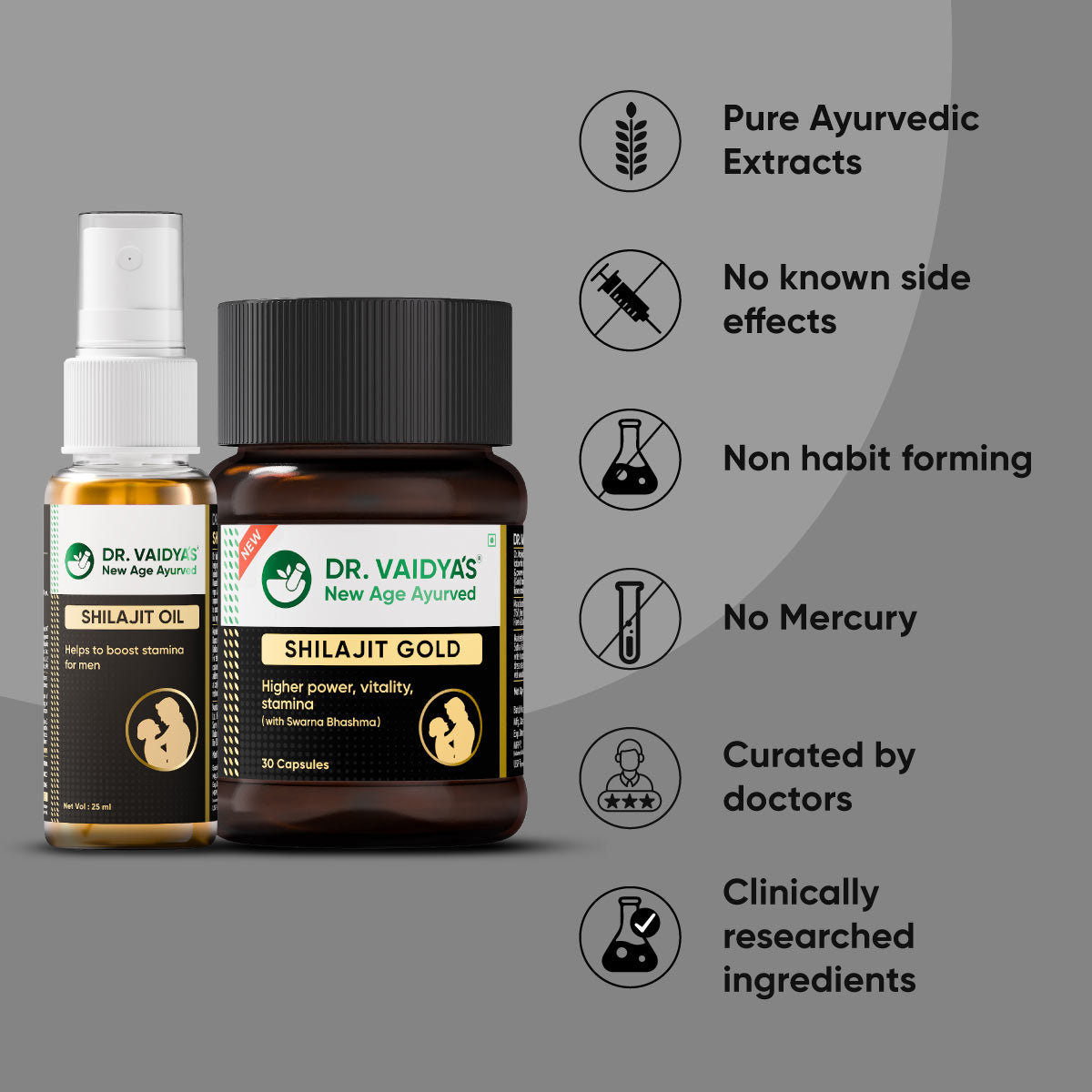 Shilajit Gold (30 Capsules per Pack)+ Shilajit Oil (25 ml per Pack) Combo Pack