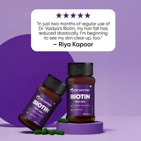 Dr. Vaidya's Biotin – Hair Fall Reduction, Skin Glow & Stronger Nails