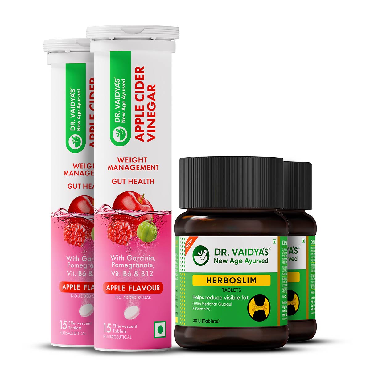 Apple Cider Vinegar (ACV) Fizz & Herboslim Tablets Combo Pack - Metabolism & Weight Loss
