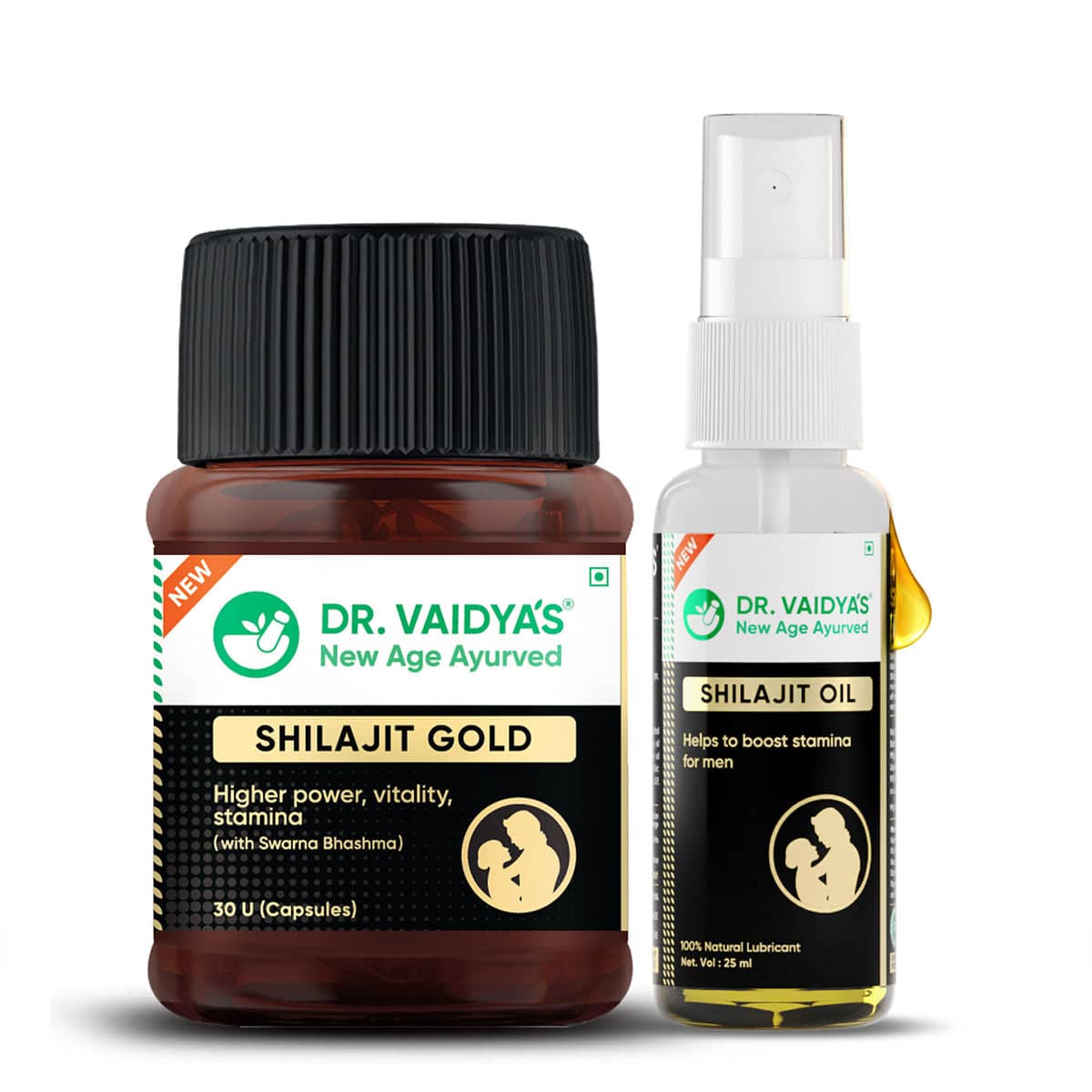 Herbo24Turbo Gold (30 Capsules) + Shilajit Oil (25 ml) Combo | With 100% Pure Shilajit, Gold Bhasma, Ashwagandha & Kawach Beej | For Men