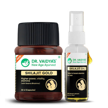 Herbo24Turbo Gold (30 Capsules) + Shilajit Oil (25 ml) Combo | With 100% Pure Shilajit, Gold Bhasma, Ashwagandha & Kawach Beej | For Men