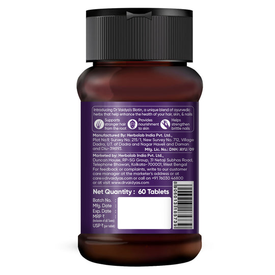 Dr. Vaidya's Biotin – Hair Fall Reduction, Skin Glow & Stronger Nails