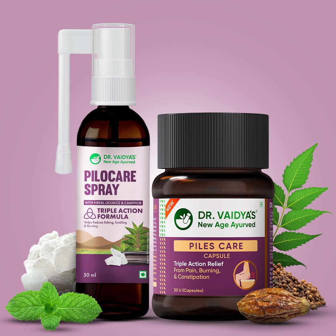 Pilocare Spray (50 ml) + Piles Care Capsules (30 Units) with Nagkesar, Neem, Kasisadi Oil and Triphala Guggul : Fast & Effective Relief from Piles Pain, Swelling, and Itching