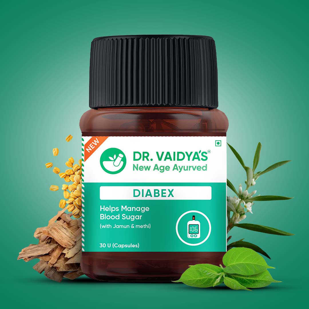 Diabex (30 Capsules per Pack) Enriched with Gudmar, Vijaysaar, Jamun Seed for Blood Sugar Support