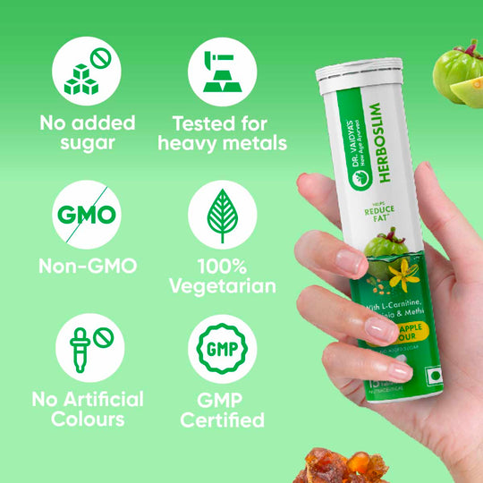 Dr. Vaidya’s Herboslim Effervescent with L-Carnitine, Garcinia, and No Added Sugar