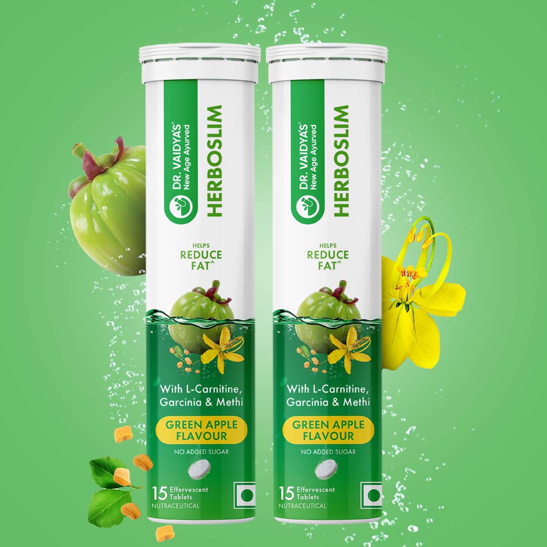 Herboslim Fizz (15 Tablets per Pack) – With L-Carnitine, Garcinia Cambogia & Medohar Guggul for Weight Loss | Green Apple Flavour