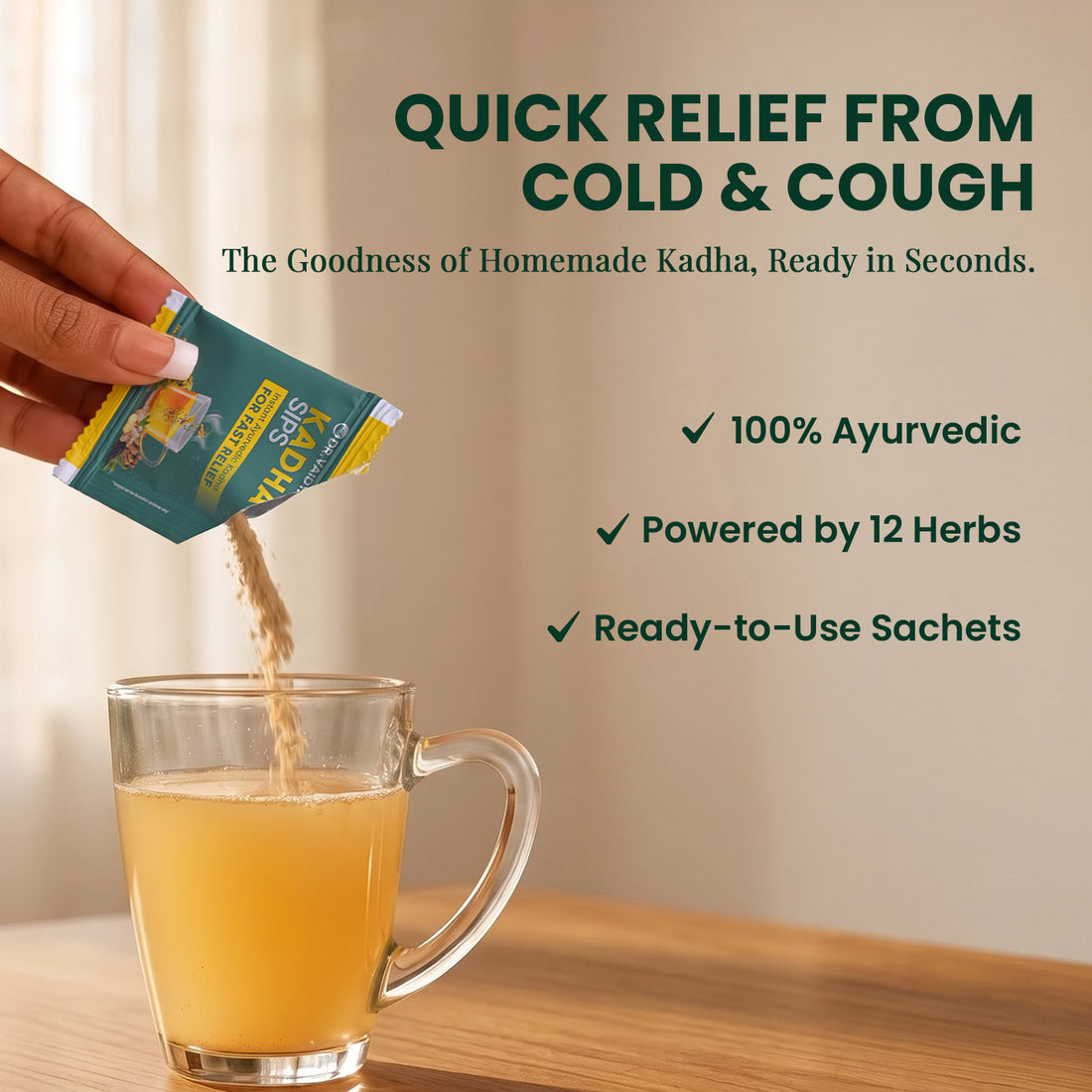 Kadha Sips - Cold & Cough Relief & Immunity Booster with Super Herbs