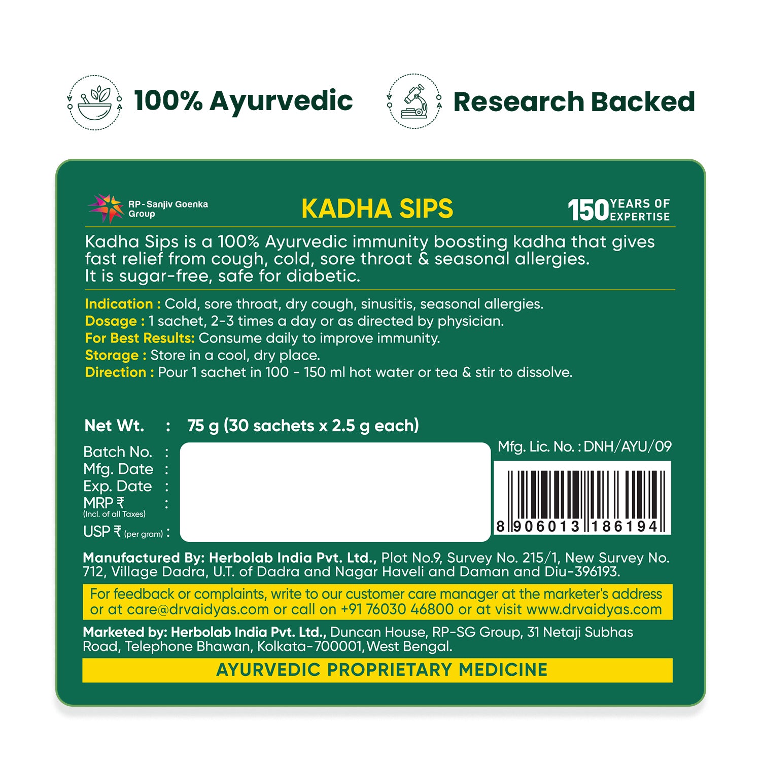 Kadha Sips - Cold & Cough Relief & Immunity Booster with Super Herbs