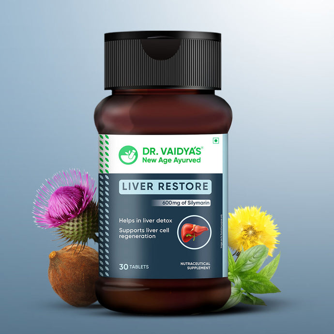 Dr. Vaidya's Liver Restore Tablets (30 Tabs Per Pack) with Milk Thistle ...