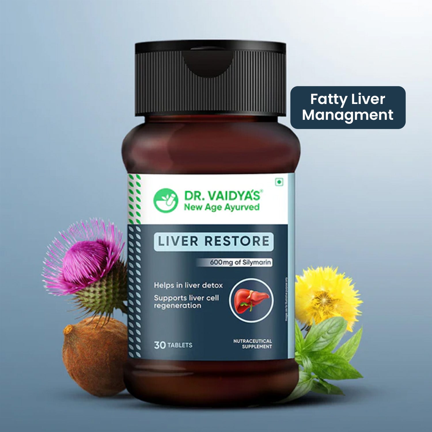 Liver Restore Tablets with Milk Thistle to Manage Fatty Liver, SGPT & SGOT