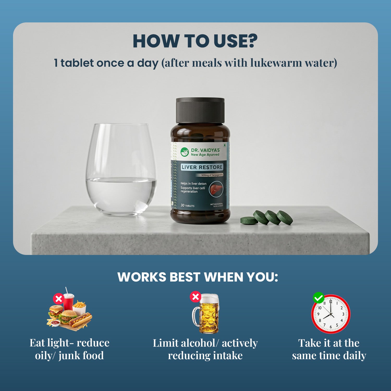 Liver Restore Tablets with Milk Thistle to Manage Fatty Liver, Improve SGPT & SGOT Markers