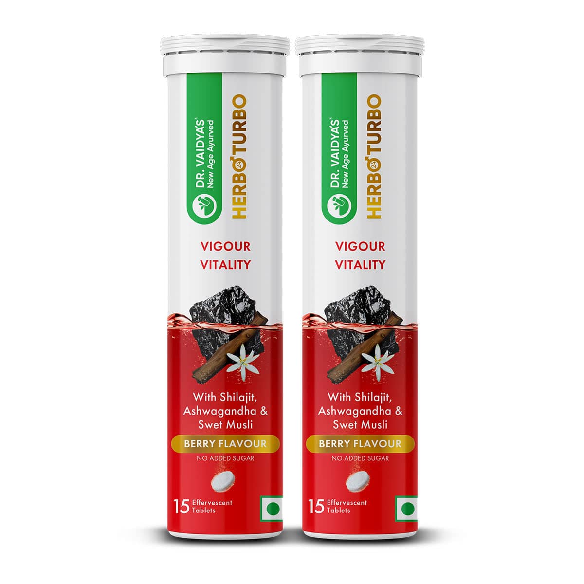 Herbo24Turbo Fizzy Effervescent Tablets - Herbal Formula to Support Energy, Strength, Stamina & Vitality with Shilajit, Ashwagandha & Swet Musli