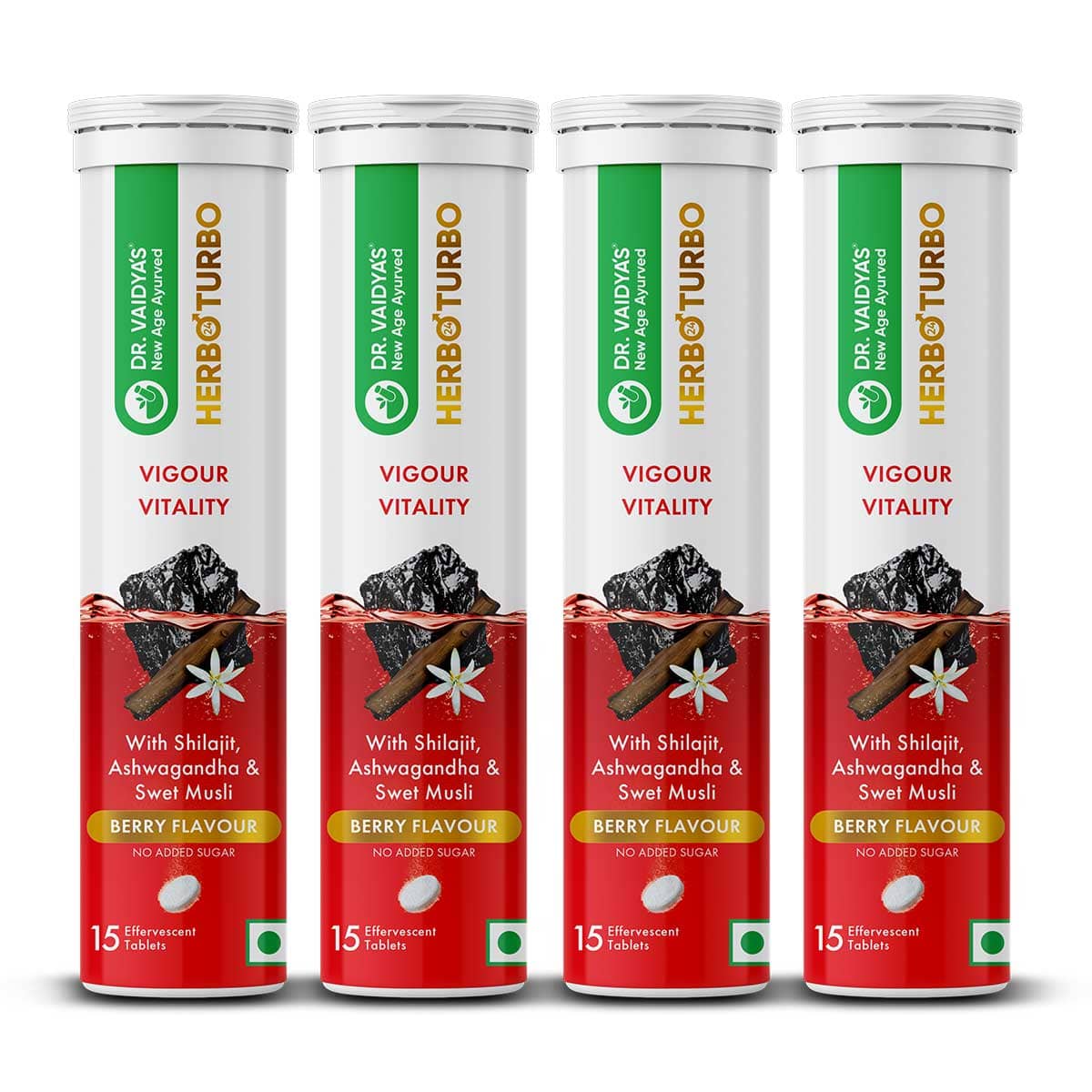 Herbo24Turbo Fizzy Effervescent Tablets - Herbal Formula to Support Energy, Strength, Stamina & Vitality with Shilajit, Ashwagandha & Swet Musli