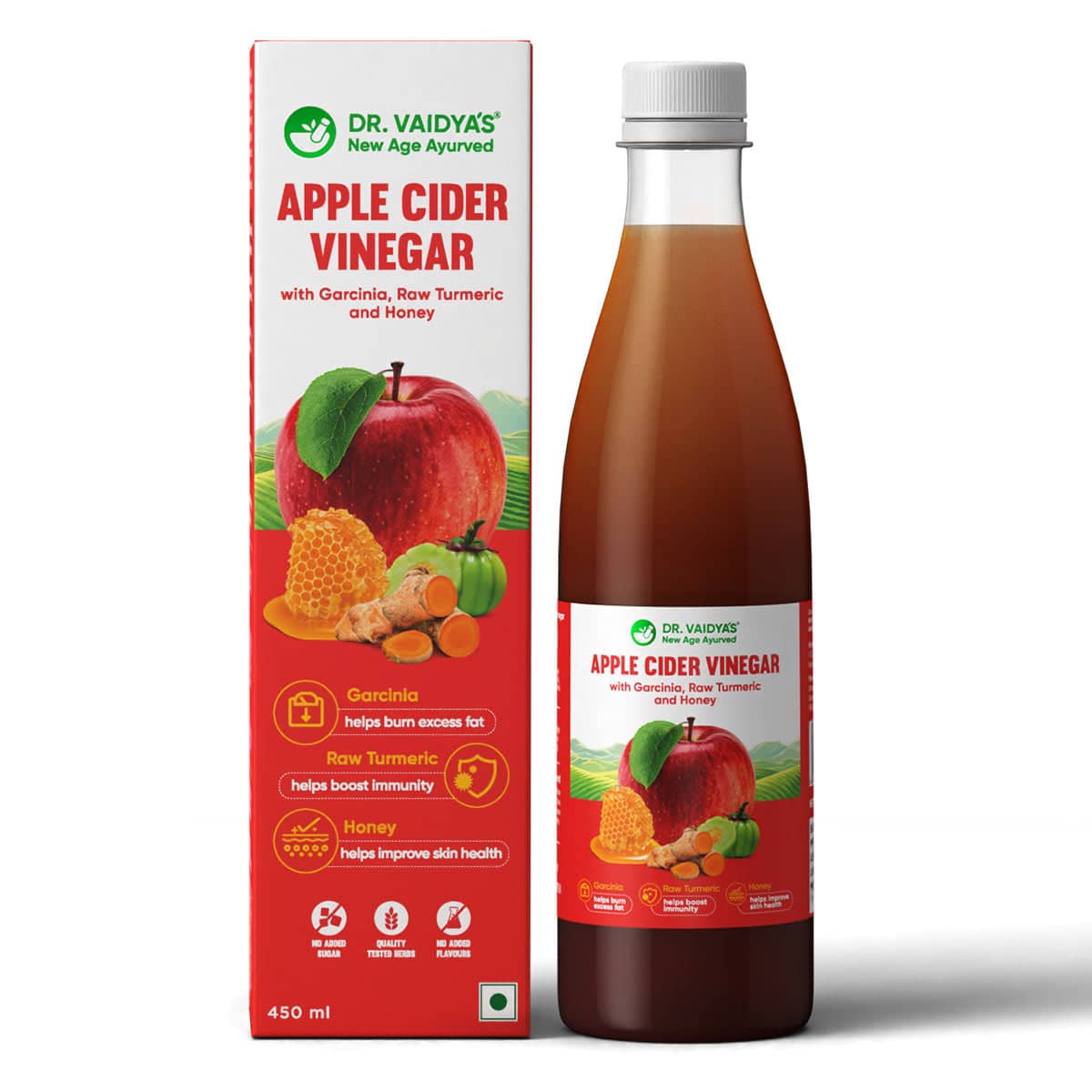 First-Ever Ayurvedic Apple Cider Vinegar With Garcinia, Raw Turmeric & Honey by Dr. Vaidya’s (ACV juice )