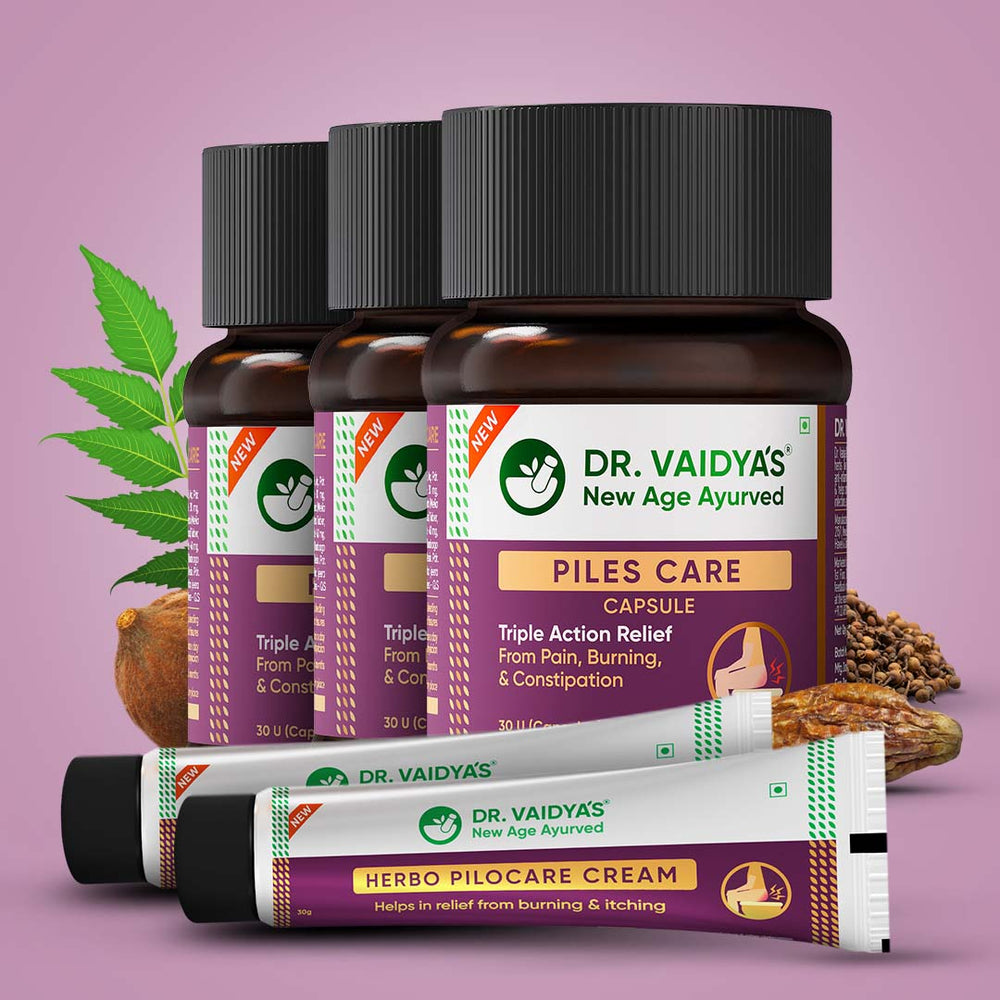 Piles Care Capsules (30 Capsules per Pack) + Pilocare Cream (30 gm per Tube) Combo – Ayurvedic Comfort Support