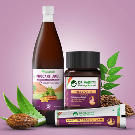 Dr. Vaidyas Juice, Cream and Capsule Combo: Relief for Severe Piles Symptoms