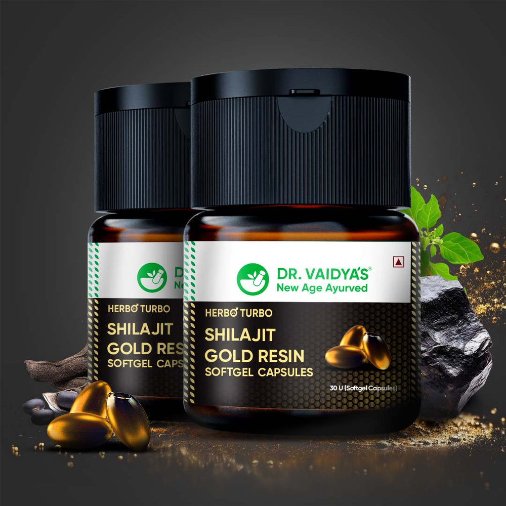 Herbo24Turbo Shilajit Gold Resin (30 Softgel Capsules per Pack) with Shuddha Shilajit, Swarna (Gold) Bhasma & Ashwagandha for Daily Energy Support