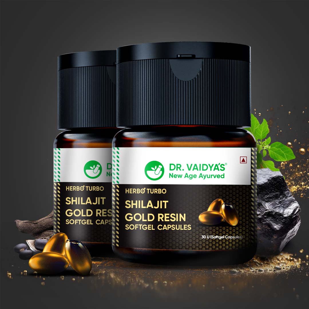 Herbo24Turbo Shilajit Gold Resin (30 Softgel Capsules per Pack) with Shuddha Shilajit, Swarna (Gold) Bhasma & Ashwagandha for Daily Energy Support