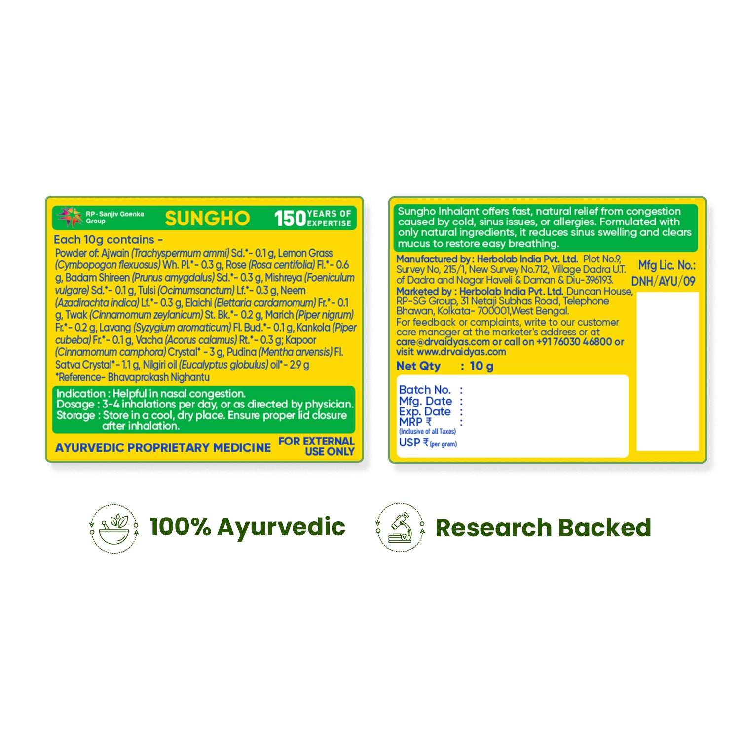 Sungho Inhalant - Nasal Relief & Mood Booster packed with Super Herbs